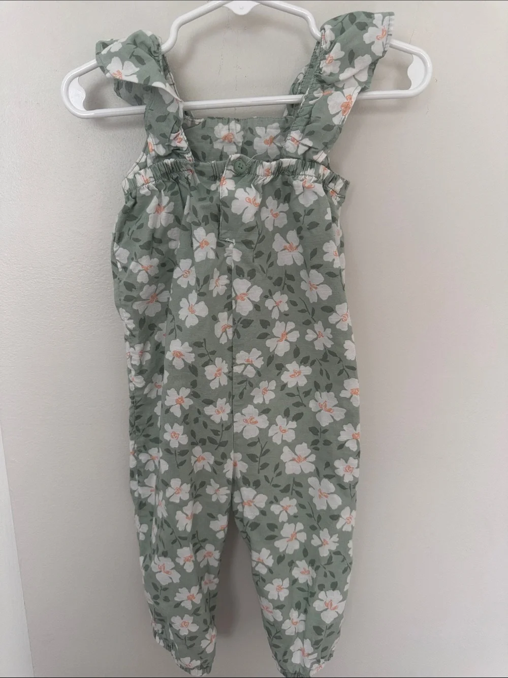 Sage Floral Smocked Girls Romper